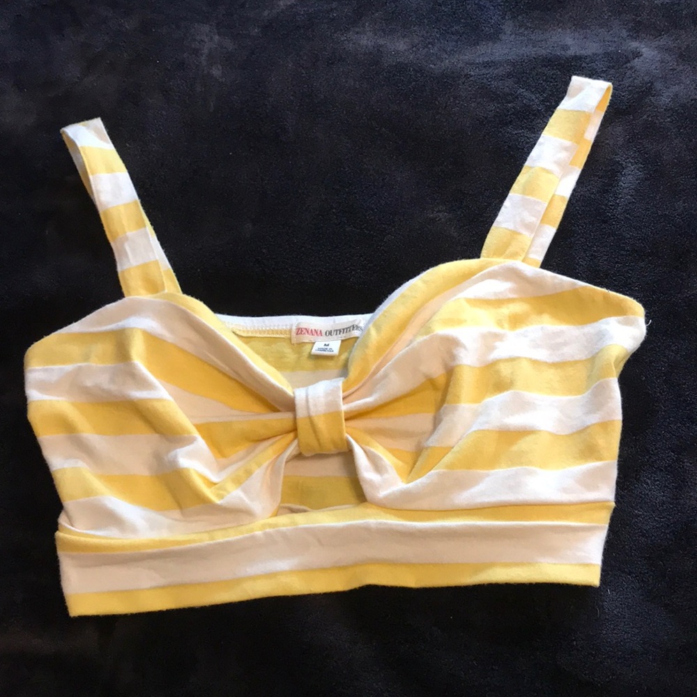 Yellow Stripped Crop Top